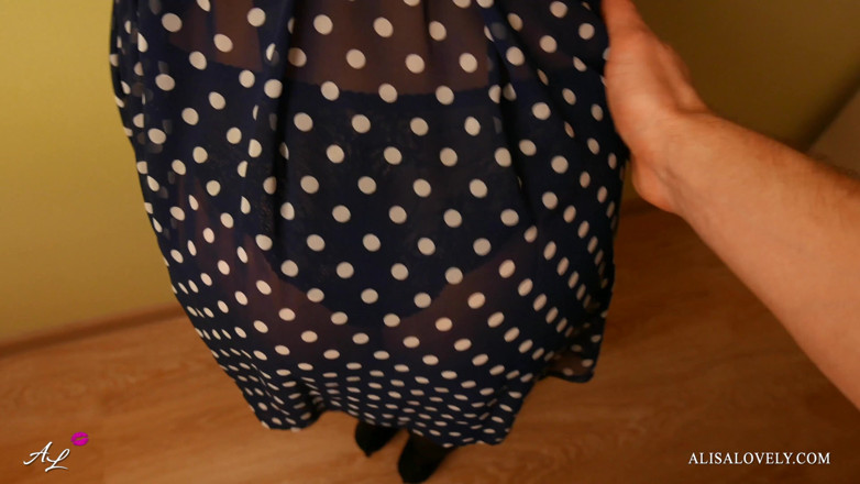 Alisa Lovely: Dick fuck pussy girl in stockings and cum in panties