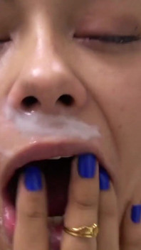 Real Amateur Gets Face Fucked and Jizzed on!