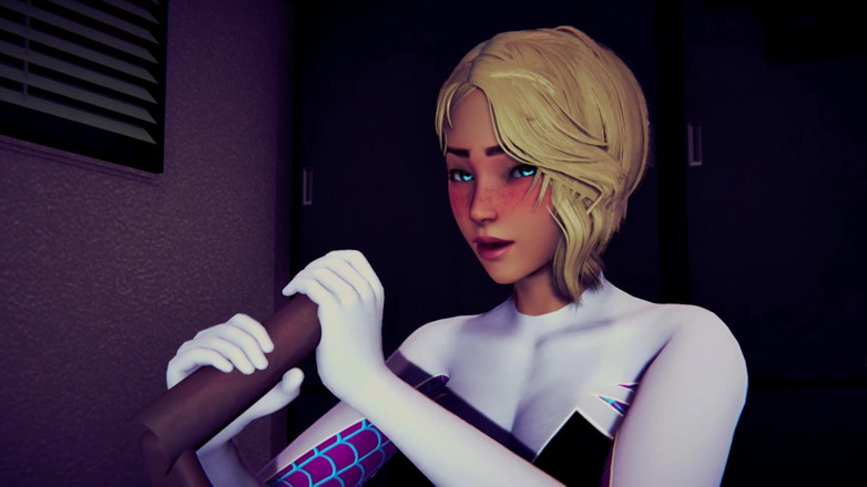 Waifu club 3D: Gwen masturba seu pau até você gozar