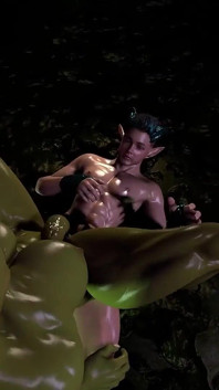 3 boyutlu futanari orc mağarada genç Satyr'i sikiyor
