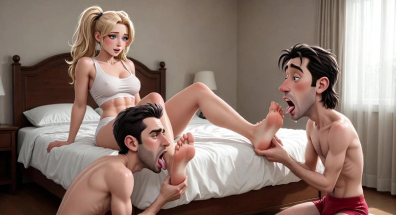 YOUR BEST FANTASY: Multiple Male Slaves to Lick Her Feet - Cruel Humiliation