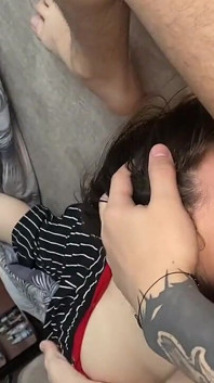 Bitch Works with Her Tongue and Then Gets a Hot Portion of Cum in Her Mouth