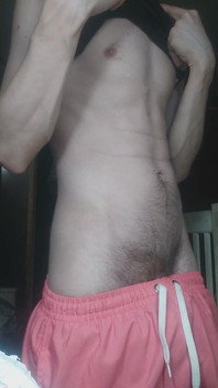 Skinny Boy Teasing His Abs on Camera