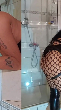 Gospodină excitată futută complet în baie