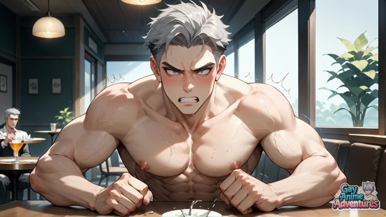 Gay Anime Adventures: Розтягуюча сперма на стегнах: м'язовий молочний фонтан гея
