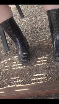 With Rubber Boots Outdoors
