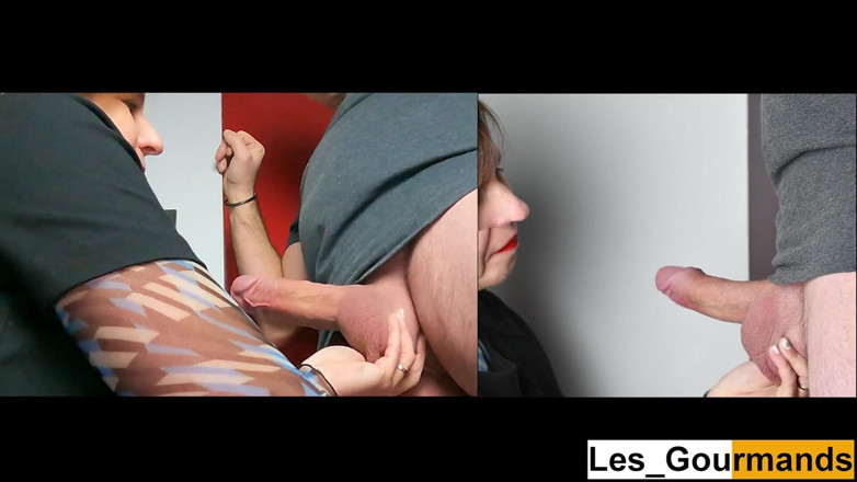 Les Gourmands: MILF with Red Lipstick Sucks a Big Cock and Pulsating...