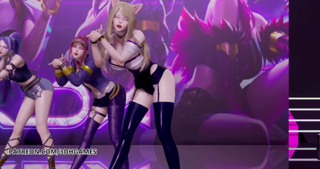 3D-Hentai Games: Black Pink - How you like that striptease, Ahri, Akali, Evelynn,...