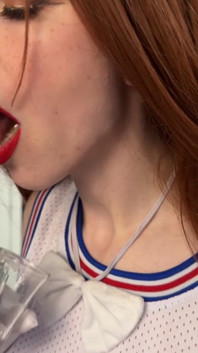 Kim Bluestone Spit Fetish Mouth Fetish Drooling Into a Glass Clear Shot Glass so You Can See Me Drool and Suck