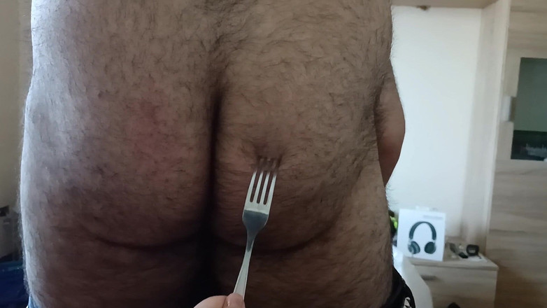 sensualmalixxx: Fork's and Ladle on Testicles Cock and Ass
