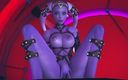 Wraith ward: Mor kız uzay striptiz kulübü sahnesinde kendini parmaklıyor | 3D Porn