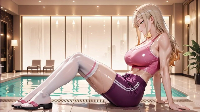 Tay Swift X: Geile blondine in orange bikinihöhle yoga posiert nassen creampie-spaß