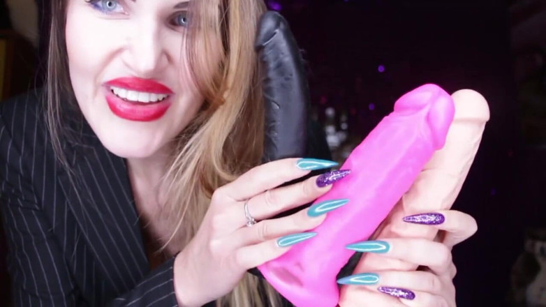 Lady Mesmeratrix Official: Sexy brunette gives a jerking instructions on the dildo toy