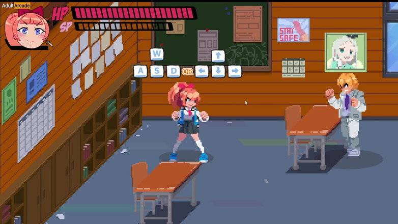 LewdArcade: 少女踢欺凌男孩的屁股 - 淫荡城市女孩无尽无尽的侧边滚动游戏完整色情游戏