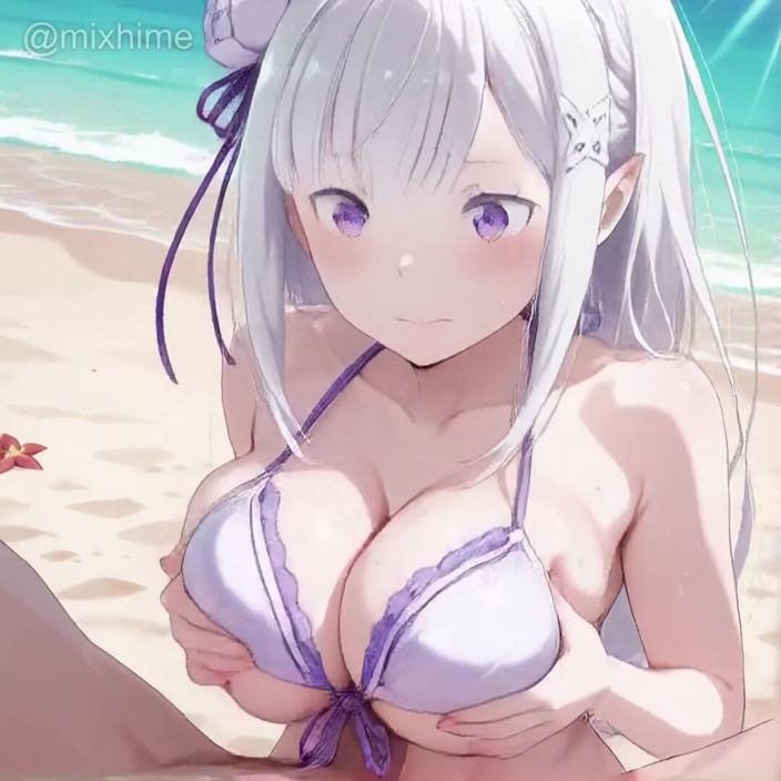 Mix Hime: La seducción de bikini en la playa de Emilia