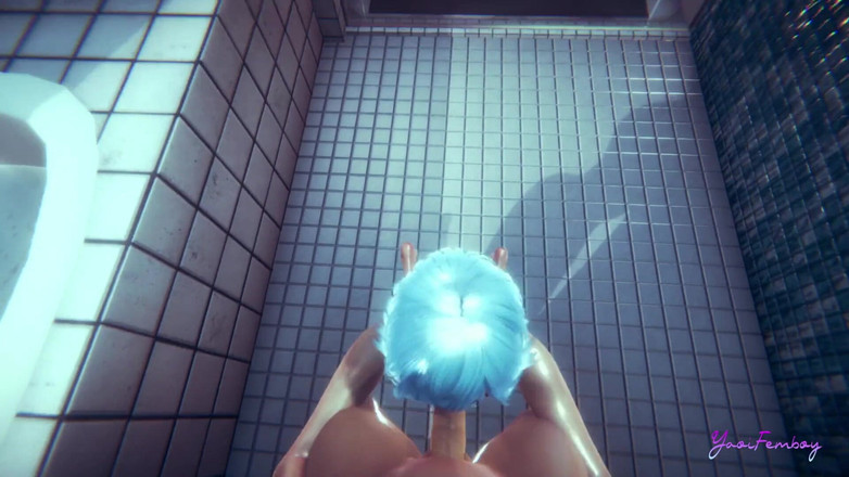 Yaoitube: 샤워 중 자지와 바레백을 빨아주는 Yaoi Femboy POV Blue