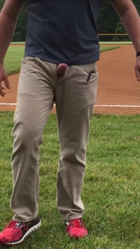 Jerking off on the Baseball Field by Home Plate