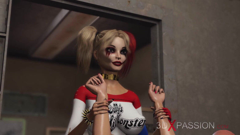 3dxpassion: Harley Quinn takma yarakla kadın hapishane gardiyanıyla sert sikişiyor