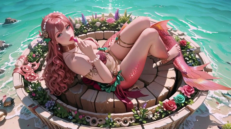 Seraphina Vale: Fantezie adâncă la Mare! The Mermaid Queen Lounges cu părul...