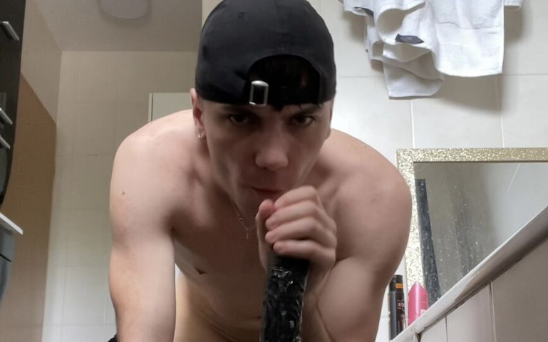 Cute Gay Twink Play with a Monster Dildo and Suck It (Thats Pavel)