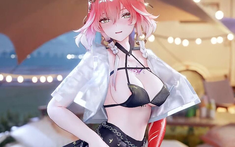 [4k Ultra-high-definition] Long Queencard Black Silk Miniskirt Anal Seila Beads Charming (MikuMotion)