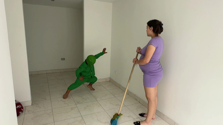 Julianaburning: Sexy Pregnant Latina Finds a Horny Little Monster at Home...