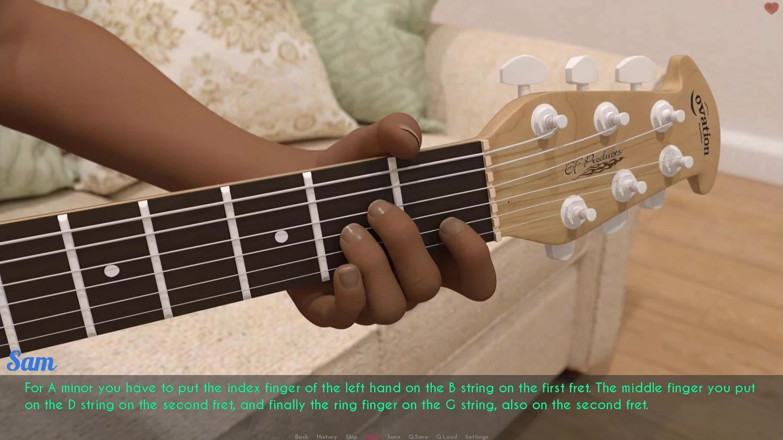 Visual Novels: Een vrouw en stiefmoeder deel 45 - student leert hete milf gitaar...