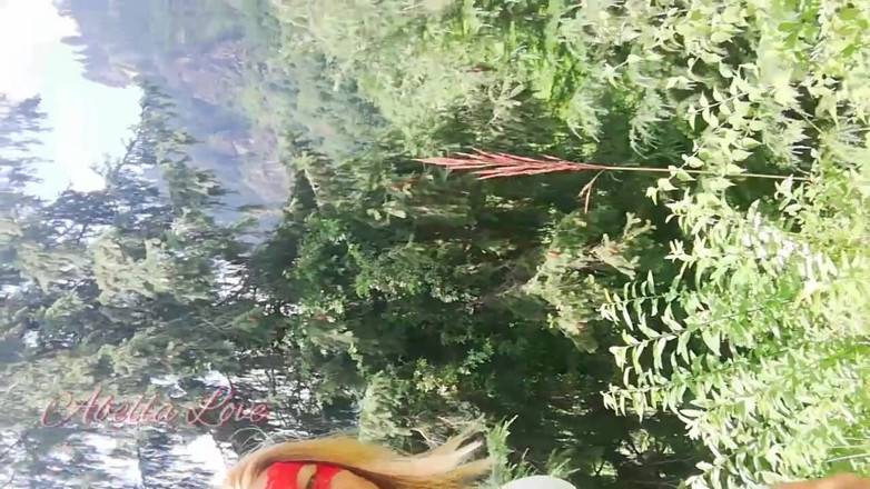 Abella Love: Petite horny blonde girl walking Naked in the Park and...