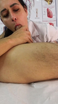 A Nurse Caught Him Jerking off-and Gave Him a Titty-job Until He Came in Her Mouth