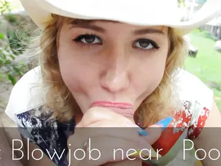 Angel The Dreamgirl: Outdoor blowjob near pool