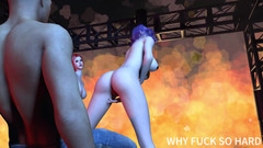 Why fuck so hard: 3D dvě nadržené děvky asijská děvka škádlí velkého čůráka, aby si ošukali...