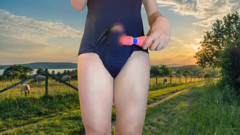 Vibrator Cumshot Cute Ladyboy in Countryside in Open Air Hot Cumming the Best Sex Toy for Ejaculation Big Load Outdoors