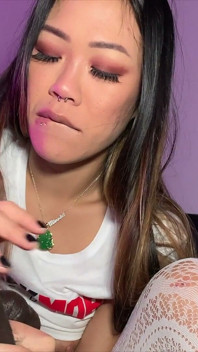 Petite Asian Sucks & Fucks Big BBC