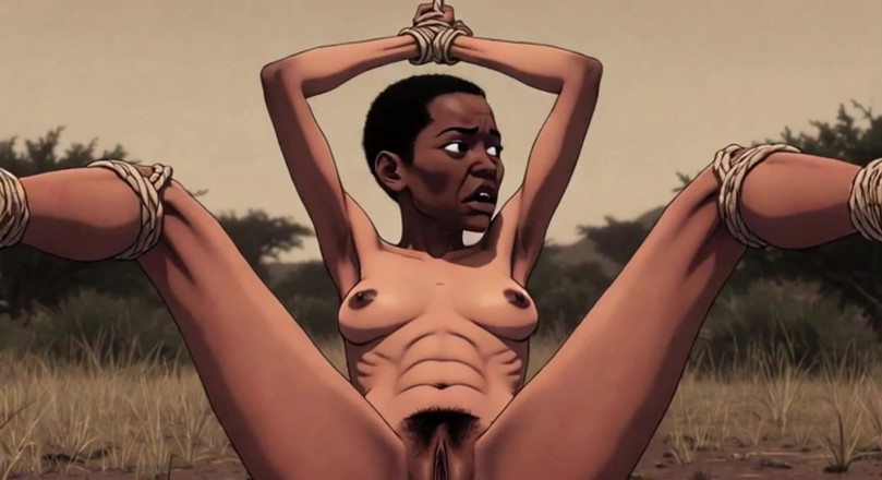 YOUR BEST FANTASY: Frumusețe africană negresă legată în Savanna sălbatică - Frică și excitare intensă