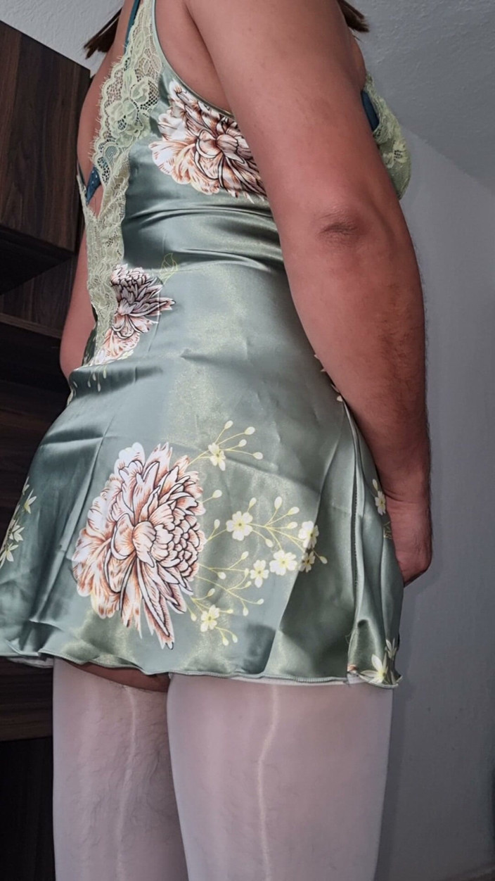 Sexy shinny clothes: Sexy hedvábná noční košile, trochu bezdotykového potěšení před spaním mokrá