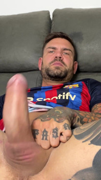 Handsome Spaniard Jerks off in the Barça Shirt