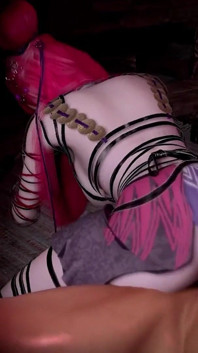 3D ruiva asiática prostituta vestindo vestido cosplay sexy