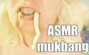 Arya Grander: Beugel fetisj ASMR-video met geweldig klinkende geluiden van kauwen