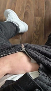 Lunch Break - Hot Stepdaddy Rubs His Fat Cock Through White Calvin Klein
