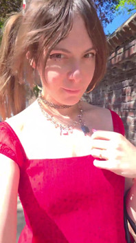 Sissy Walking Outside Showing Her Chastity Cage