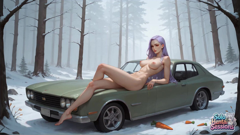 Solo Hentai Sessions: Seduzione di carota della ninfa nella foresta nevosa