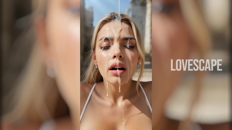 Lovescape: Rubia es follada por una gran polla en público (ai gen)