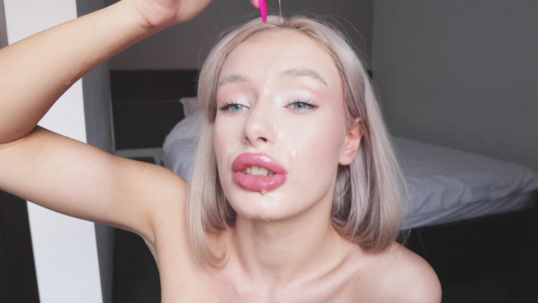 AnnaReyBlonde: Fucking My Throat and Spits on Face. Jerk off to...