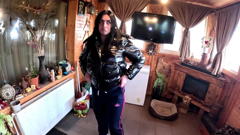 MilfyCalla: Glossy Downjacket Cum Play. Sloppy BJ, Doggy and Triple Cum...