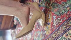 Sexy Older Woman Feet in Heels Teasing with Her Toes &amp; Soles