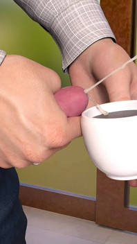 Nursing back to pleasure: cup of coffee filled with cum for the MILF to drink ep 54
