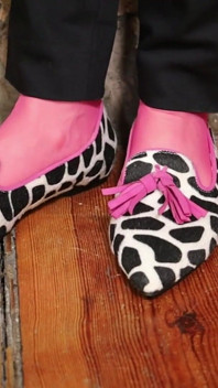 Sensual Dalingling & Shoeplay in Pink Tights - Giày lười & guốc