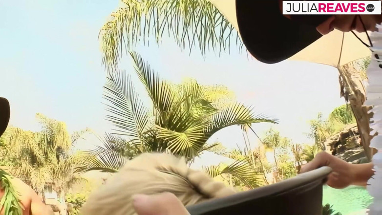 Julia Reaves: Blonde gets a double penetration after a sucking two huge...
