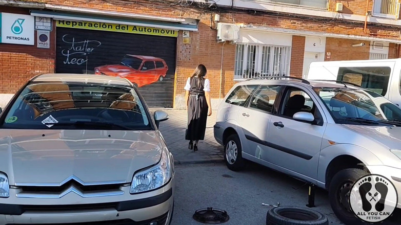All You Can Fetish: Dirndl Slut Gets Dirty and Oily Changing Tires