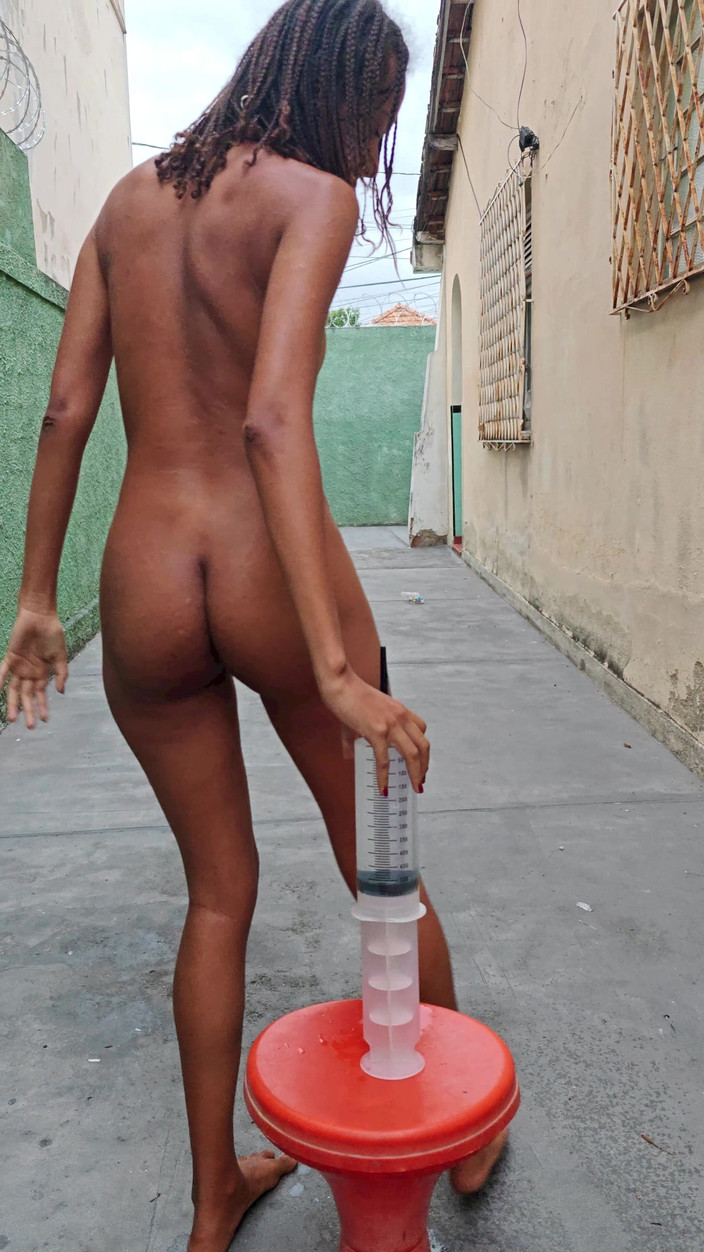 Lily Slav: Slow Water Enema Insertion with Syringe of a Submissive Slut